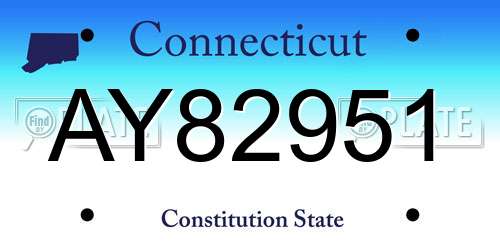 AY82951 Connecticut License Plate