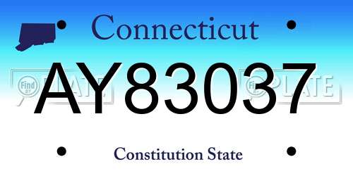 AY83037 Connecticut License Plate