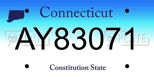 AY83071 Connecticut License Plate