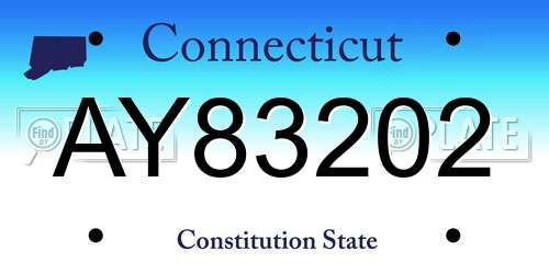AY83202 Connecticut License Plate