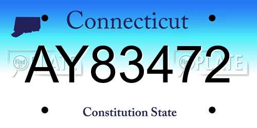AY83472 Connecticut License Plate