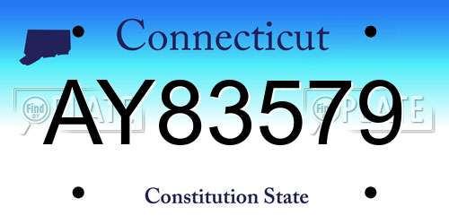AY83579 Connecticut License Plate