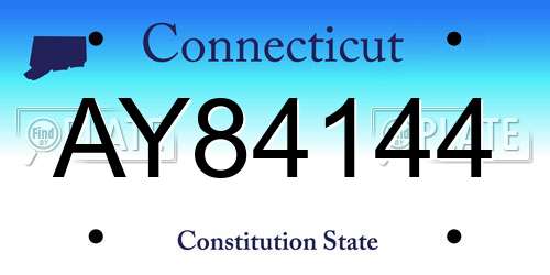 AY84144 Connecticut License Plate