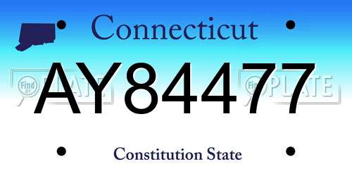AY84477 Connecticut License Plate