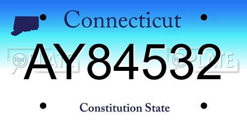 AY84532 Connecticut License Plate