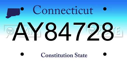 AY84728 Connecticut License Plate