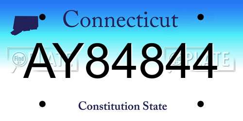 AY84844 Connecticut License Plate