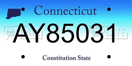 AY85031 Connecticut License Plate