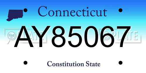 AY85067 Connecticut License Plate