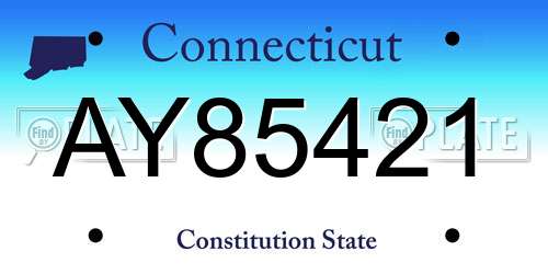 AY85421 Connecticut License Plate