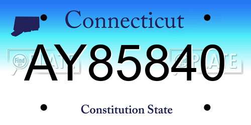 AY85840 Connecticut License Plate