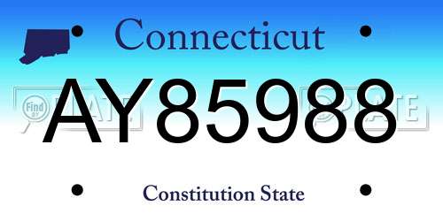 AY85988 Connecticut License Plate