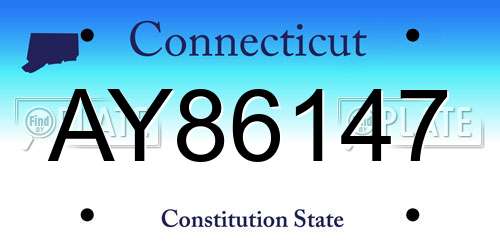 AY86147 Connecticut License Plate