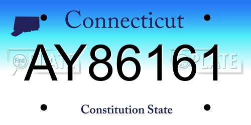 AY86161 Connecticut License Plate