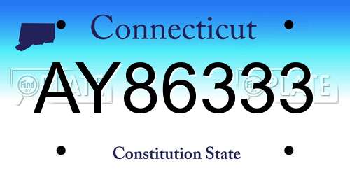 AY86333 Connecticut License Plate