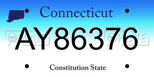 AY86376 Connecticut License Plate