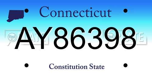 AY86398 Connecticut License Plate