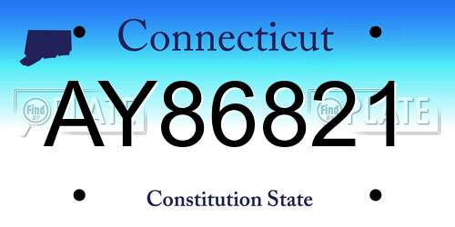 AY86821 Connecticut License Plate