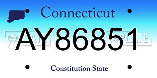AY86851 Connecticut License Plate