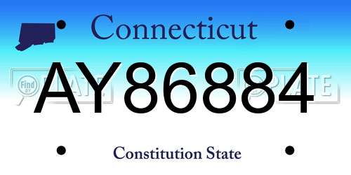 AY86884 Connecticut License Plate