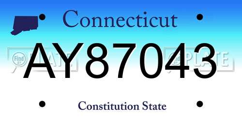 AY87043 Connecticut License Plate