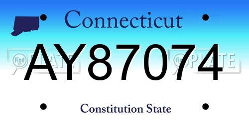 AY87074 Connecticut License Plate