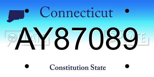AY87089 Connecticut License Plate