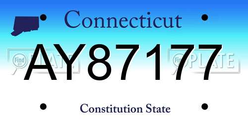 AY87177 Connecticut License Plate