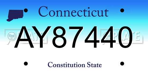 AY87440 Connecticut License Plate