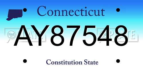 AY87548 Connecticut License Plate