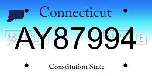 AY87994 Connecticut License Plate
