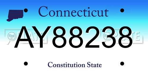 AY88238 Connecticut License Plate
