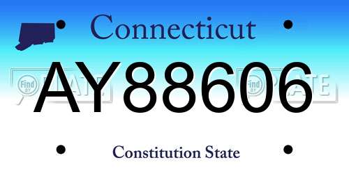 AY88606 Connecticut License Plate