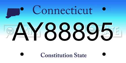 AY88895 Connecticut License Plate