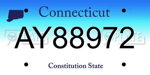 AY88972 Connecticut License Plate