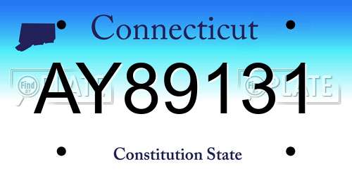 AY89131 Connecticut License Plate