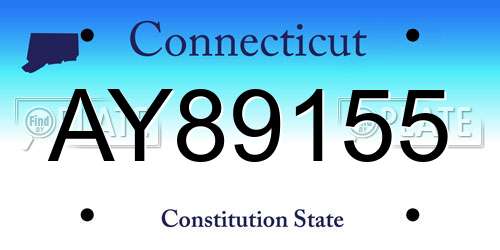 AY89155 Connecticut License Plate