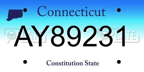 AY89231 Connecticut License Plate