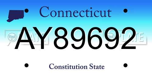 AY89692 Connecticut License Plate