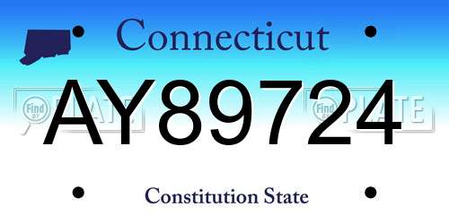 AY89724 Connecticut License Plate