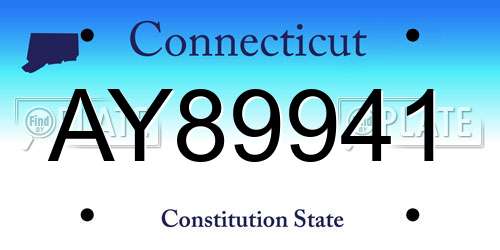 AY89941 Connecticut License Plate