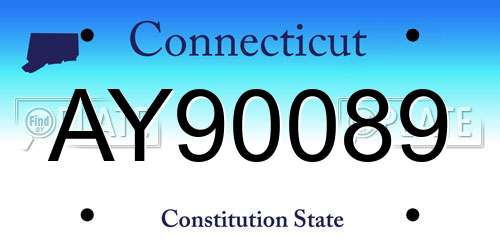 AY90089 Connecticut License Plate