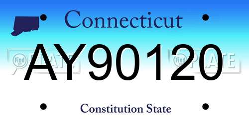 AY90120 Connecticut License Plate