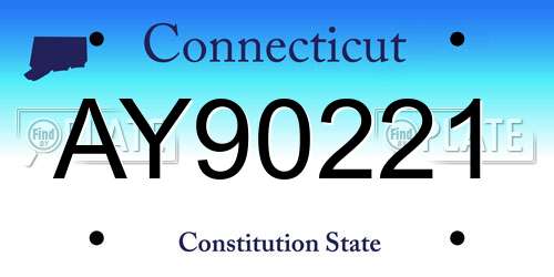 AY90221 Connecticut License Plate