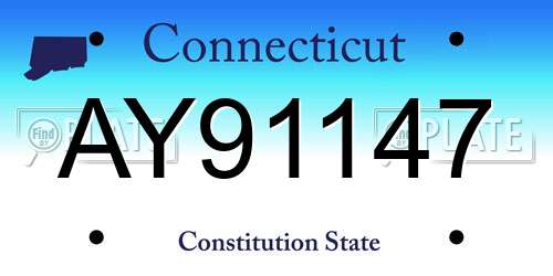 AY91147 Connecticut License Plate