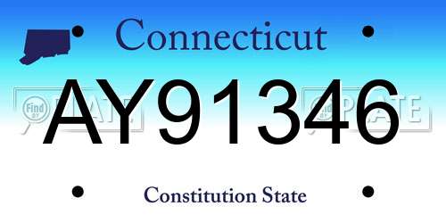 AY91346 Connecticut License Plate