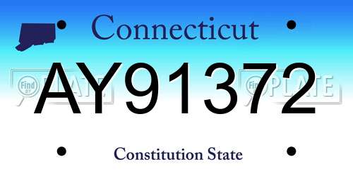 AY91372 Connecticut License Plate