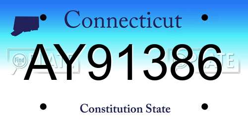 AY91386 Connecticut License Plate
