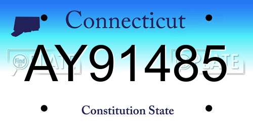 AY91485 Connecticut License Plate