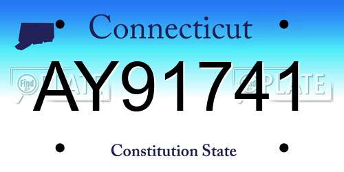 AY91741 Connecticut License Plate